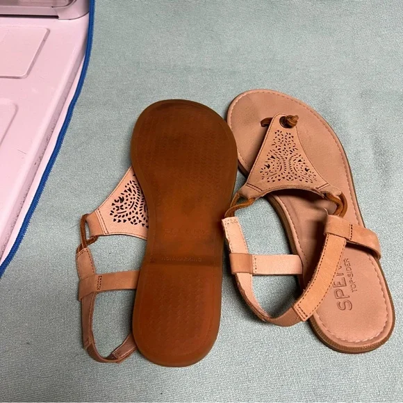 Sperry slip on thong sandal with back strap in vechetta natural leather flat - Picture 4 of 11